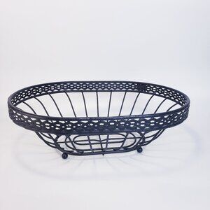 Iron Fruit Bowl Buffet Metal Black Basket Holder 14x10